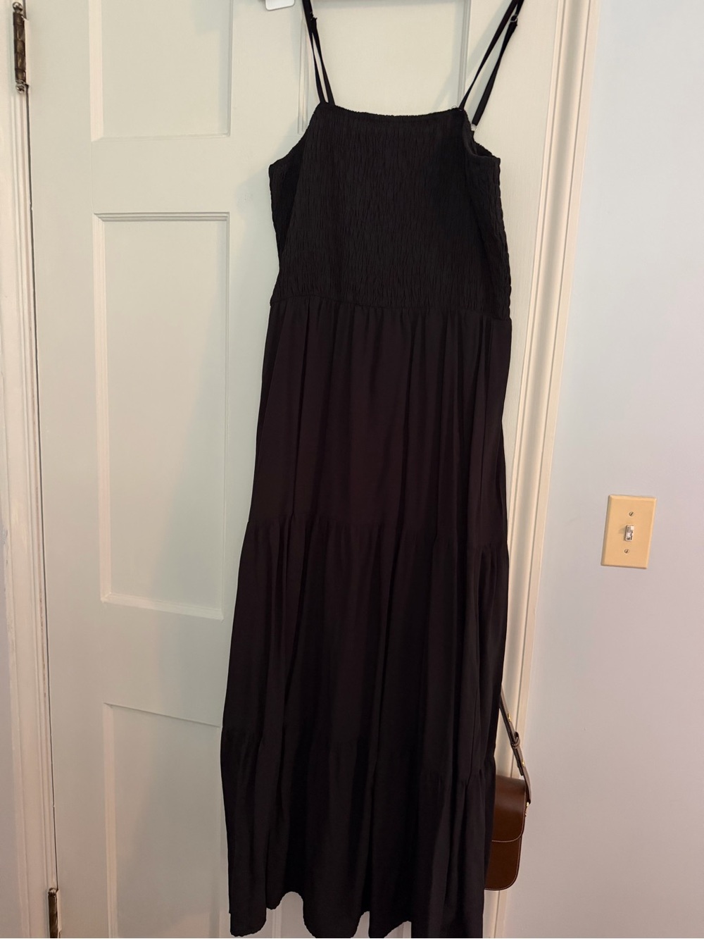 Black Smocked Bodice Maxi Dress with Spaghetti Straps
